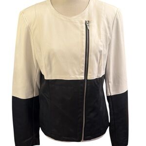 Faux leather black and white jacket by International Concepts